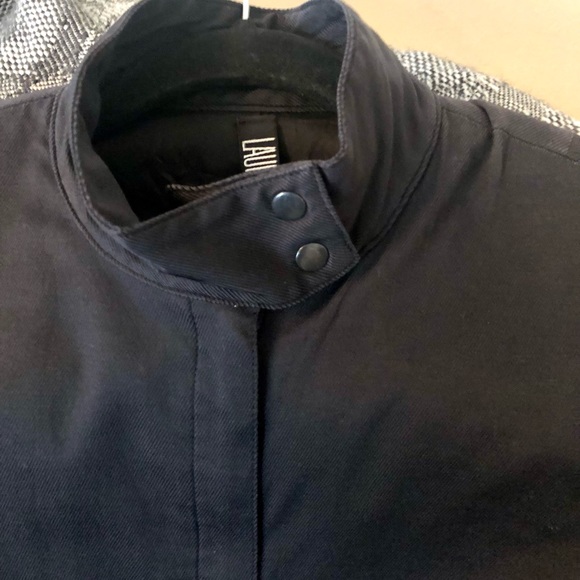 Laundry by Shelli Segal LAMB LEATHER waist cotton spandex tapered cropped jacket - Picture 7 of 13